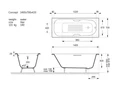 Чугунная ванна Concept 140x70x42 с квадратными хромированными ручками и антискользящим покрытием VCO1407042H/VH0012CH-AS