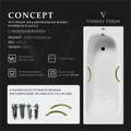 Чугунная ванна Concept 150x70x42 с дугообразными золотыми ручками и антискользящим покрытием VCO1507042H/VH0015GD-AS