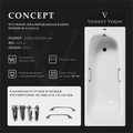 Чугунная ванна Concept 150x70x42 с квадратными бронзовыми ручками VCO1507042H/VH0012BR