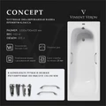 Чугунная ванна Concept 150x70x42 с квадратными ручками оружейная сталь VCO1507042H/VH0012GM