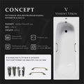 Чугунная ванна Concept 160x70x42 с квадратными бронзовыми ручками VCO1607042H/VH0012BR