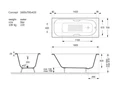Чугунная ванна Concept 160x70x42 с квадратными ручками оружейная сталь и антискользящим покрытием VCO1607042H/VH0012GM-AS