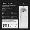 Чугунная ванна Concept 165x70x42 с квадратными бронзовыми ручками VCO1657042H/VH0012BR
