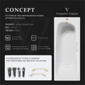 Чугунная ванна Concept 165x70x42 с квадратными ручками матовое золото VCO1657042H/VH0012MGD