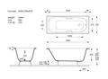 Чугунная ванна Concept 165x70x42 с квадратными ручками цвет никель VCO1657042H/VH0012NI