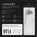 Чугунная ванна Concept 165x70x42 с квадратными хромированными ручками VCO1657042H/VH0012CH