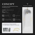 Чугунная ванна Concept 170x70x42 с дугообразными ручками матовое золото VCO1707042H/VH0015MGD