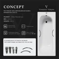 Чугунная ванна Concept 170x70x42 с дугообразными хромированными ручками VCO1707042H/VH0015CH
