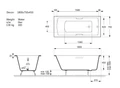 Чугунная ванна Devon 180x75x45 с квадратными ручками оружейная сталь VDV1807545H/VH0012GM