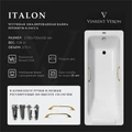 Чугунная ванна Italon 170x70x45 с квадратными золотыми ручками VIT1707045H/VH0012GD