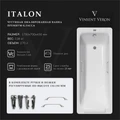Чугунная ванна Italon 170x70x45 с квадратными ручками цвет никель VIT1707045H/VH0012NI