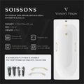Чугунная ванна Soissons 170x70x42 с квадратными ручками матовое золото VCN1707042H/VH0012MGD