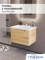 Тумба с раковиной в ванную ИТАНА Алара, подвесная, 1 ящик 4657843670592