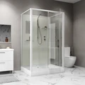 Душевая кабина Niagara Standart ST120/90/15Q/BK (120х90х200) прямоугольник,поддон 15см,распашная,проф.белый,без крыши,3 места ST120/90/15Q/BK