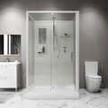 Душевая кабина Niagara Standart ST120/90/15Q/BK (120х90х200) прямоугольник,поддон 15см,распашная,проф.белый,без крыши,3 места ST120/90/15Q/BK