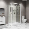 Душевая кабина Niagara Standart ST80/15Q/BK (80х80х200) квадрат,поддон 15см,распашная,проф.белый,без крыши,3 места ST80/15Q/BK