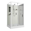 Душевая кабина Niagara Standart ST100/80/15Q/BK (100х80х200) прямоугольник,поддон 15см,распашная,проф.белый,без крыши,3 места ST100/80/15Q/BK