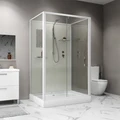 Душевая кабина Niagara Standart ST100/80/15Q/BK (100х80х200) прямоугольник,поддон 15см,распашная,проф.белый,без крыши,3 места ST100/80/15Q/BK