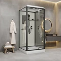 Душевая кабина Niagara Standart ST80/15Q/BL (80х80х215) квадрат,поддон 15см,распашная,проф.черный,3 места ST80/15Q/BL