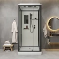 Душевая кабина Niagara Standart ST80/15Q/BL (80х80х215) квадрат,поддон 15см,распашная,проф.черный,3 места ST80/15Q/BL