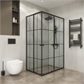 Душевое ограждение Niagara Eco NG-1018-14QKL (100х80х190) прямоугольник,раздвижное,черный,стекло клетка,1 место NG-1018-14QKL