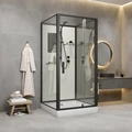 Душевая кабина Niagara Standart ST80/15Q/BL/BK (80х80х200) квадрат,поддон 15см,распашная,проф.черный,без крыши,3 места ST80/15Q/BL/BK