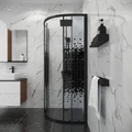 Душевое ограждение Niagara Eco NG-1003-14BLACK (80х80х190) четверть круга,раздвижное,черный,стекло мозаика,1 место NG-1003-14BLACK