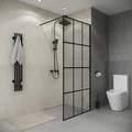 Душевая перегородка Niagara Eco NG-552-80BLACK (80х190) черный,стекло клетка,1 место NG-552-80BLACK