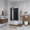 Душевая кабина Niagara Eco E100/80/40L/TN/BK (100х80х195) высокий поддон(40см),стекло тонированное,4 места E100/80/40L/TN/BK