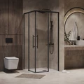 Душевое ограждение Niagara Nova NG-6828-34ВLACK (80х80х195) квадрат,черный матовый,двери раздвижные,стекло прозрачное,1 место NG-6828-34BLACK
