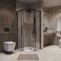 Душевое ограждение Niagara Nova NG-6828-34ВLACK (80х80х195) квадрат,черный матовый,двери раздвижные,стекло прозрачное,1 место NG-6828-34BLACK