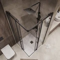 Душевое ограждение Niagara Nova NG-6828-34ВLACK (80х80х195) квадрат,черный матовый,двери раздвижные,стекло прозрачное,1 место NG-6828-34BLACK