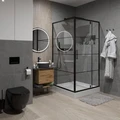 Душевое ограждение Niagara Nova NG-0200-08ВLACK (100х100х195) квадрат,черный,дверь распашная,стекло с рисунком,1 место _02000831BLACK