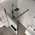 Душевая перегородка Niagara Nova NG-582-10BLACK (100х200) черный матовый,стекло белый градиент,1 место NG-582-10BLACK