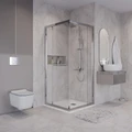 Душевое ограждение Niagara Nova NG-6635-34 (100х100х195) квадрат,хром,двери раздвижные,стекло прозрачное,1 место NG-6635-34