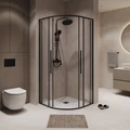Душевое ограждение Niagara Nova NG-6826-34ВLACK (90х90х195) четверть круга,черный матовый,двери раздвижные,стекло прозрачное,1 место NG-6826-34BLACK
