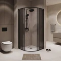 Душевое ограждение Niagara Nova NG-2827-34BLACK (100х100х195) четверть круга,черный матовый,двери раздвижные,стекло тонированное,1 место NG-2827-34BLACK