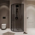Душевое ограждение Niagara Nova NG-2827-34BLACK (100х100х195) четверть круга,черный матовый,двери раздвижные,стекло тонированное,1 место NG-2827-34BLACK