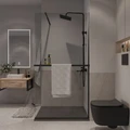 Душевая перегородка Niagara Nova NG-670-80ВLACK (80х195) черный матовый,стекло прозрачное,с полкой,1 место NG-670-80ВLACK