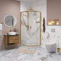Душевое ограждение Niagara Nova NG-6407-08GOLD (100х100х195) четверть круга,золото,двери раздвижные,стекло прозрачное,1 место 64070811GOLD