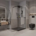 Душевая перегородка Niagara Nova NG-670-10ВLACK (100х195) черный матовый,стекло прозрачное,с полкой,1 место NG-670-10ВLACK