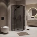 Душевое ограждение Niagara Nova NG-2825-34BLACK (80х80х195) четверть круга,черный матовый,двери раздвижные,стекло тонированное,1 место NG-2825-34BLACK