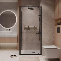 Душевое ограждение Niagara Nova NG-85-9AB-A80B-34 (90х80х195) прямоугольник,черный матовый,дверь распашная,стекло прозрачное,2 места NG-85-9AB-A80B-34