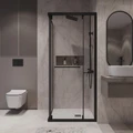 Душевое ограждение Niagara Nova NG-6835-34ВLACK (100х100х195) квадрат,черный матовый,двери раздвижные,стекло прозрачное,1 место NG-6835-34BLACK