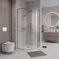 Душевое ограждение Niagara Nova NG-3627-34 (100х100х195) четверть круга, хром,двери раздвижные,стекло шиншилла,1 место NG-3627-34
