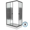 Душевой уголок Niagara Eco NG-018-14Q BLACK (100х80х195) низкий поддон(13см),черный,стекло мозаика,2 места _0181452Q