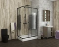 Душевой уголок Niagara Eco NG-018-14Q BLACK (100х80х195) низкий поддон(13см),черный,стекло мозаика,2 места _0181452Q