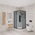 Душевая кабина Niagara Premium NG-6901-01G BLACK (90х90х210) низкий поддон(16 см),черный,стекло тонированное,4 места 69010134GBLACK