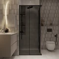 Душевое ограждение Niagara Nova NG-2823-34BLACK (90х90х195) квадрат,черный матовый,двери раздвижные,стекло тонированное,1 место NG-2823-34BLACK