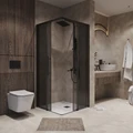 Душевое ограждение Niagara Nova NG-2830-34BLACK (100х100х195) квадрат,черный матовый,двери раздвижные,стекло тонированное,1 место NG-2830-34BLACK